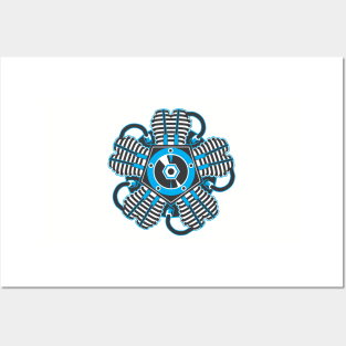 Radial Engine Two-tone Aqua Posters and Art